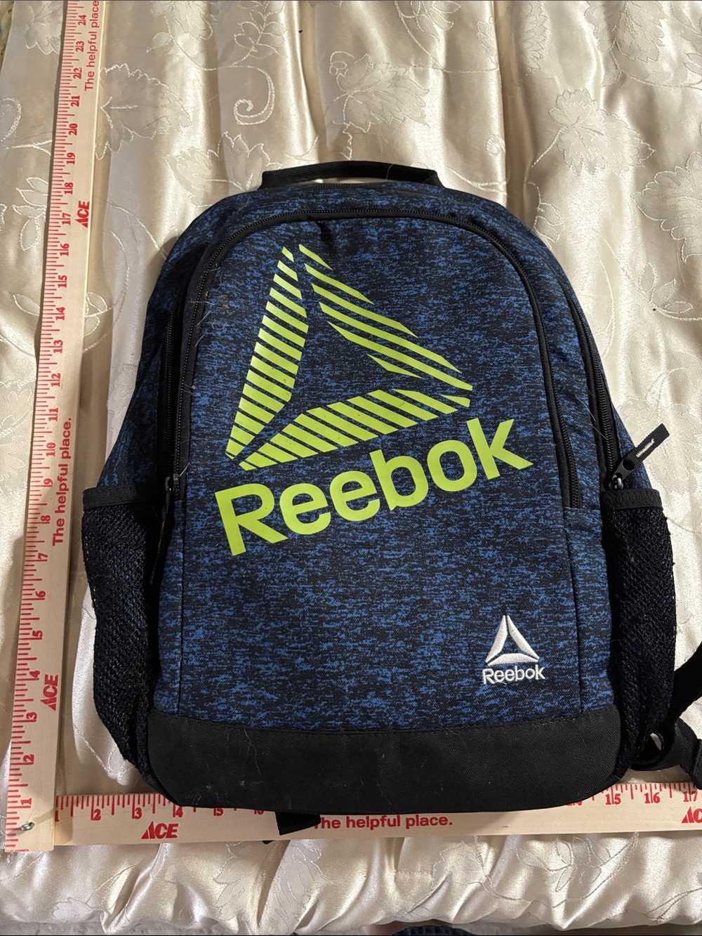 Reebok Navy Blue and Lime Logo Men's Backpack